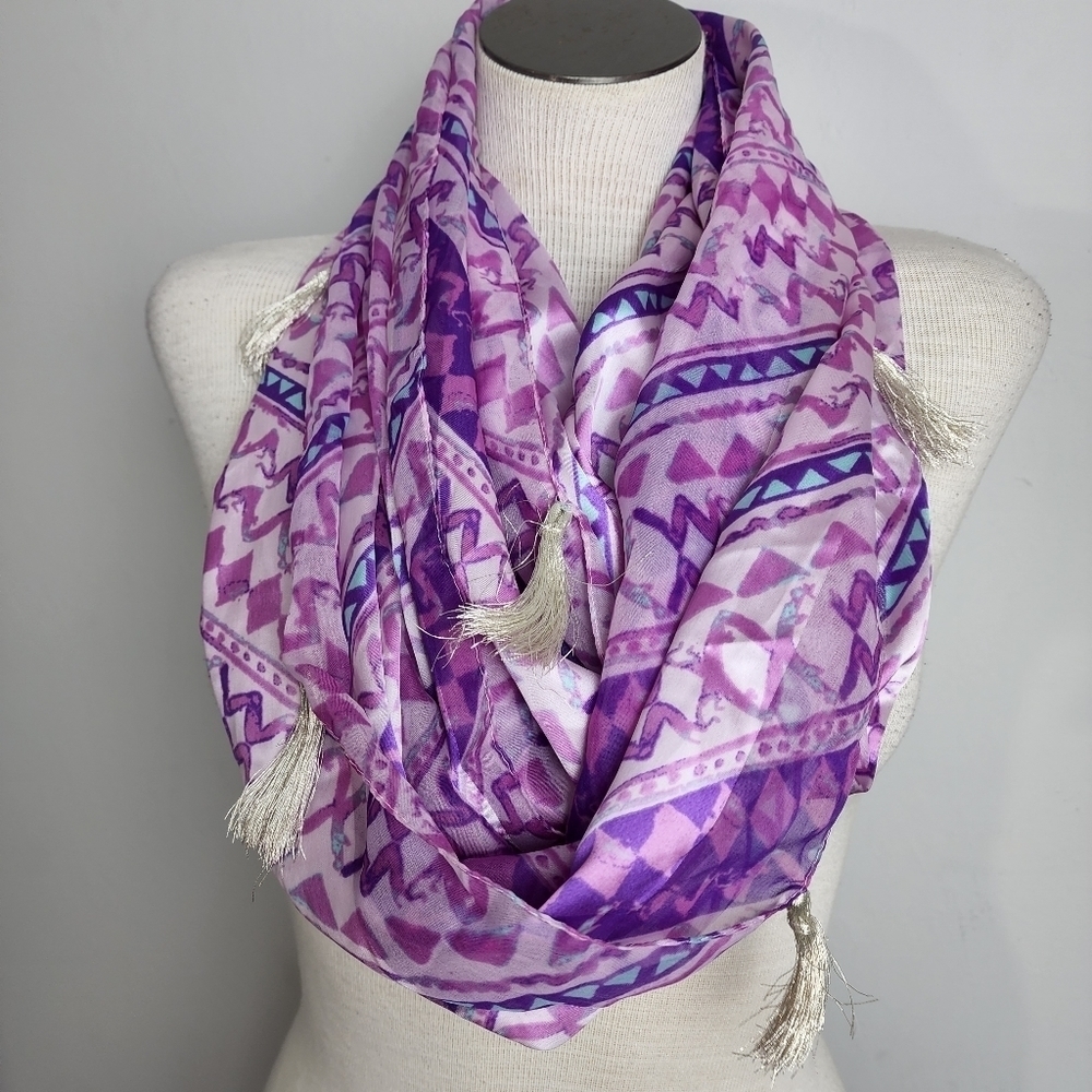 APT. 9 Purple Cowl With Pom Poms Women's Scarf